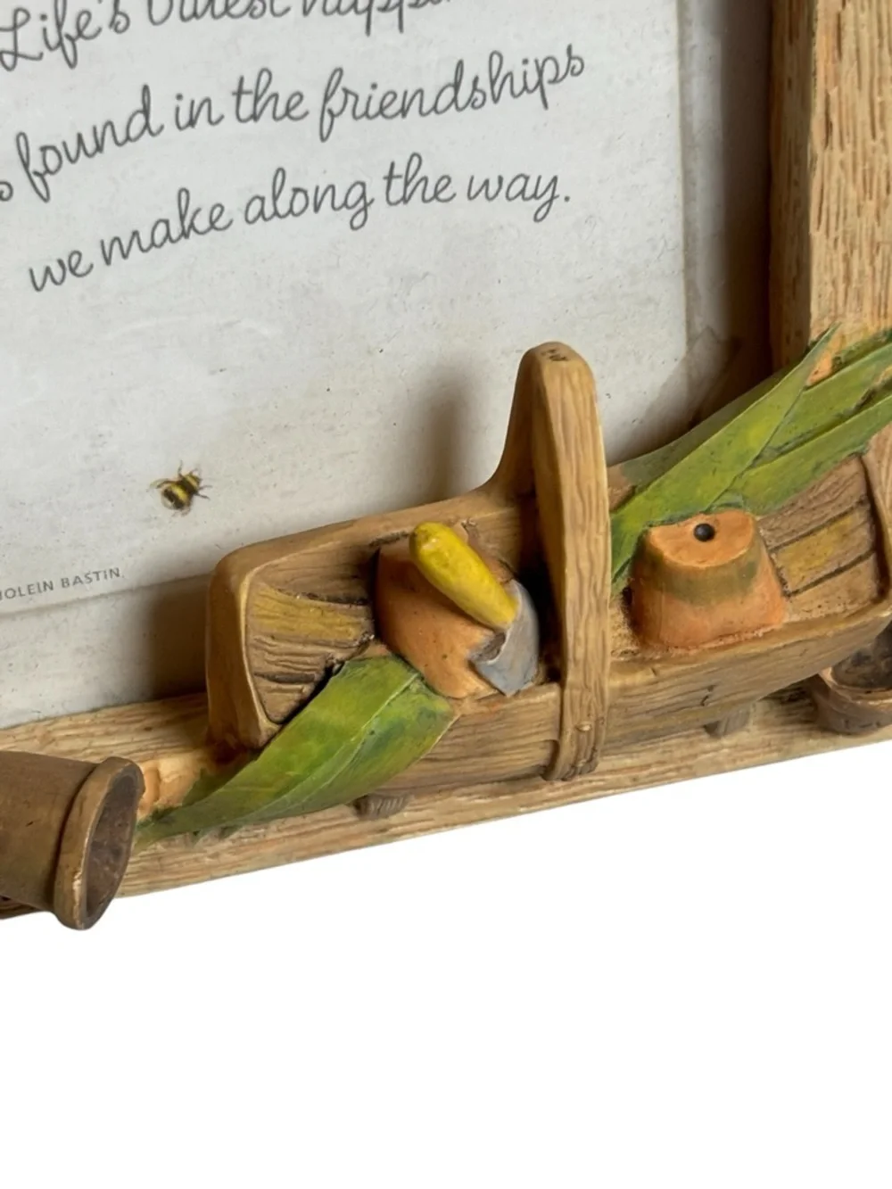 Wooden Garden-Themed Photo Frame with Yellow Accents